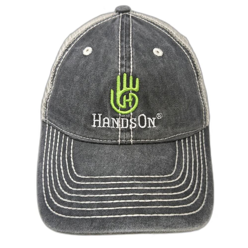 Baseball Cap Gray One Size Mesh Back Strapback Embroidered HandsOn Logo Hat